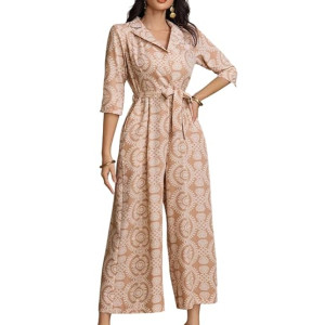 Long Rayon Dress for Women's | Floral Wide Leg Long Jumpsuit with Pockets