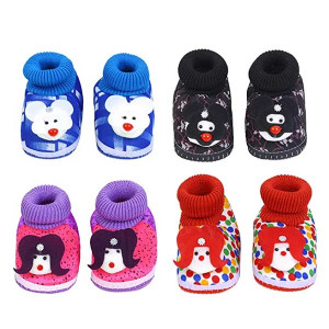 Pack of 4 Unisex-Child Newborn Baby Booties