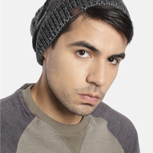 Unisex Black & Grey Self Design cap